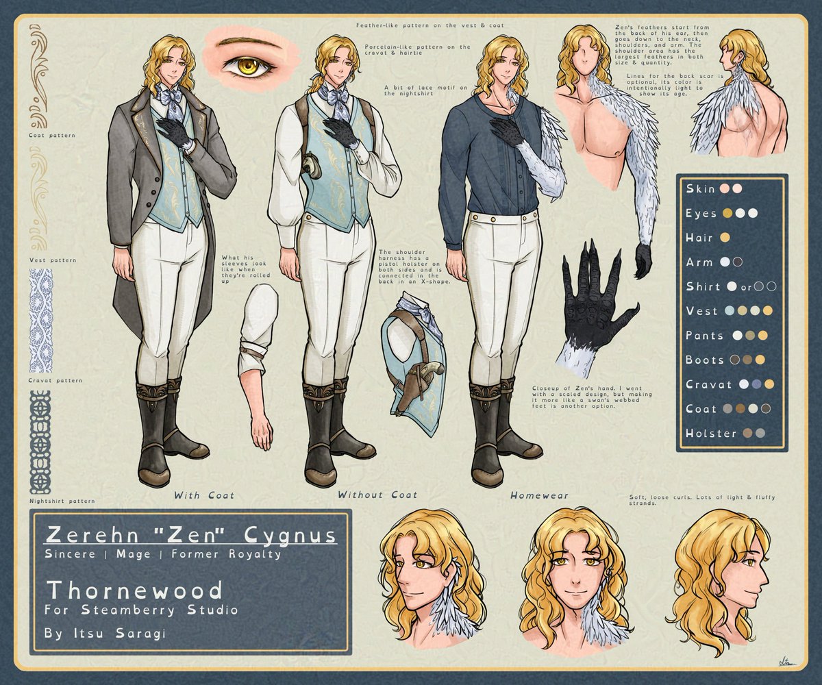 Part 5 of 6 of character design commissions for <a href="/SteamberryEsh/">Steamberry Studio</a>. Here's Zen, my favorite himbo <3
