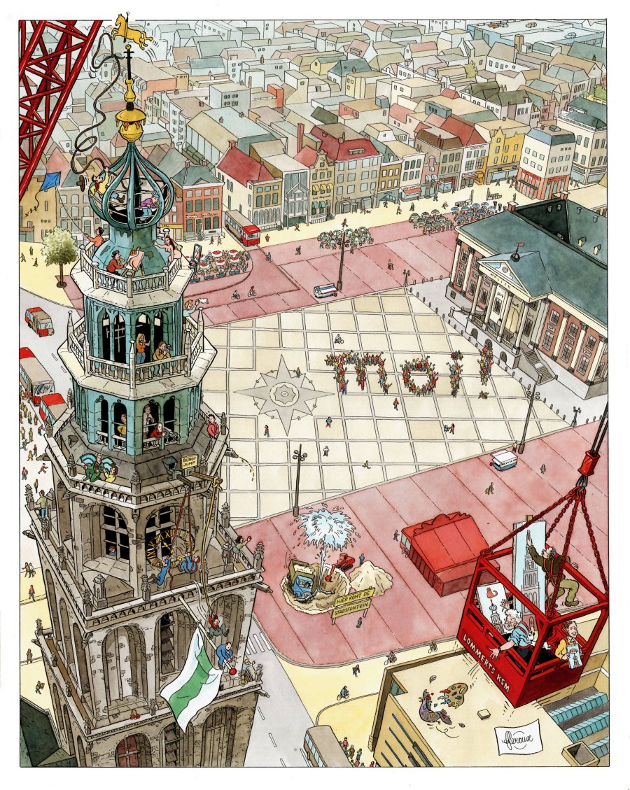 MartjanKuit's tweet image. Ik stuur jullie het weekend uit met twee prachtige tekeningen van striptekenaar Frans Le Roux❤️

👈Den Haag Hollands Spoor
👉Grote Markt Groningen