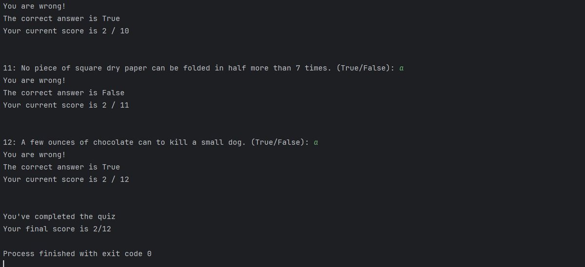 kojo_oforey's tweet image. Day 17 of #100DaysOfCode 
I built a trivia game in python.
I had the chance to flex my muscles in OOP and it was really worth it!
