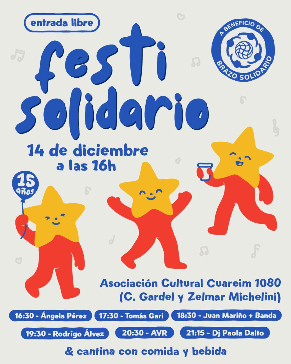 Cumplimos 15 años y queremos festejarlo con ustedes 💚 🎉

Te invitamos a nuestro primer festi solidario para recaudar fondos para nuestras actividades y salidas didácticas, acércate a jugar y a escuchar musiquita 😁