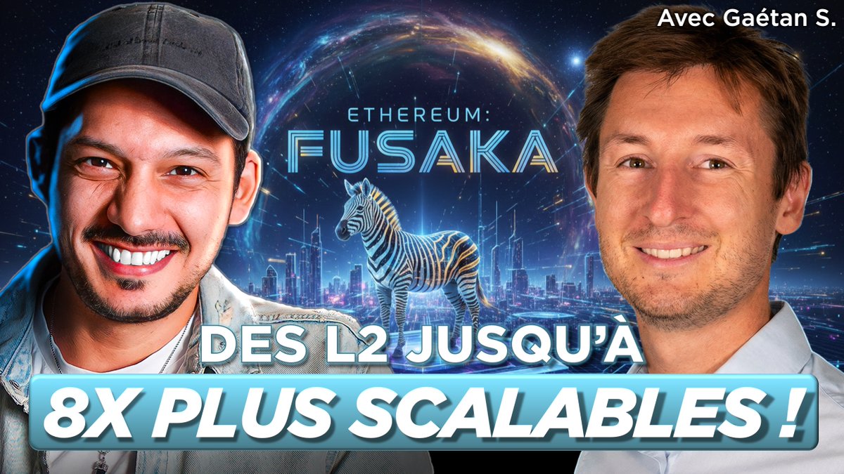 grm_off's tweet photo. 🦓 #Ethereum vient de déployer Fusaka, l’une de ses mises à jour les plus importantes depuis The Merge… et on en parle ENFIN simplement.

Entre PeerDAS, scaling x8, blobs, nouvelles limites de sécurité, passkeys P-256 et montée en puissance des Layer 2, beaucoup se demandent :

👉 qu’est-ce que ça change vraiment ?
👉 pourquoi cette mise à jour était indispensable ?
👉 et quel impact pour les utilisateurs, les L2… et l’écosystème en général ?

Demain à 12h, je reçois @GaetanSemp pour une chronique spéciale Fusaka :

✔️ On revient sur les mises à jour précédentes (The Merge, Dencun, Pectra)
✔️ On explique enfin ce qu’apporte Fusaka (sans jargon)
✔️ On parle du fameux "x8" et de ce que cela signifie vraiment
✔️ On voit ce que cette upgrade change pour les L2, les nœuds, les devs et les users... et le prix du $ETH !

🕛 En direct : mardi à midi, ici et sur Twitch
▶️ Replay : mercredi, 18h sur YouTube

Si vous voulez comprendre l’évolution d’Ethereum sans plonger dans 40 pages d’EIP, cette chronique est faite pour vous !