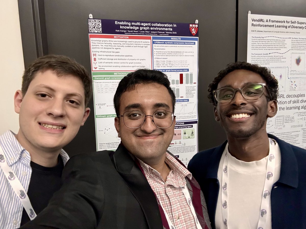 Now presenting our second poster, “Enabling multi-agent collaboration in knowledge graph environments,” at the <a href="/NeurIPSConf/">NeurIPS Conference</a> Scaling Environments for Agents workshop, wrapping up soon!

ft. Yusuf who stopped by to say hi, always nice to catch up with friends at NeurIPS 😁
