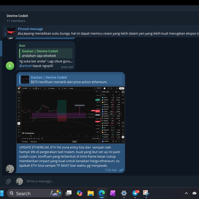 DevineCodeX's tweet image. Good Morning.

Ini hal biasa yang bisa di lihat tiap hari di VIP group, yang punya conviction kuat masih santai hold, Yang trade sendirian? Biasanya udah kecepatan partial/close karena takut profitnya hilang.  Mau sampai kapan trading sendirian bro?