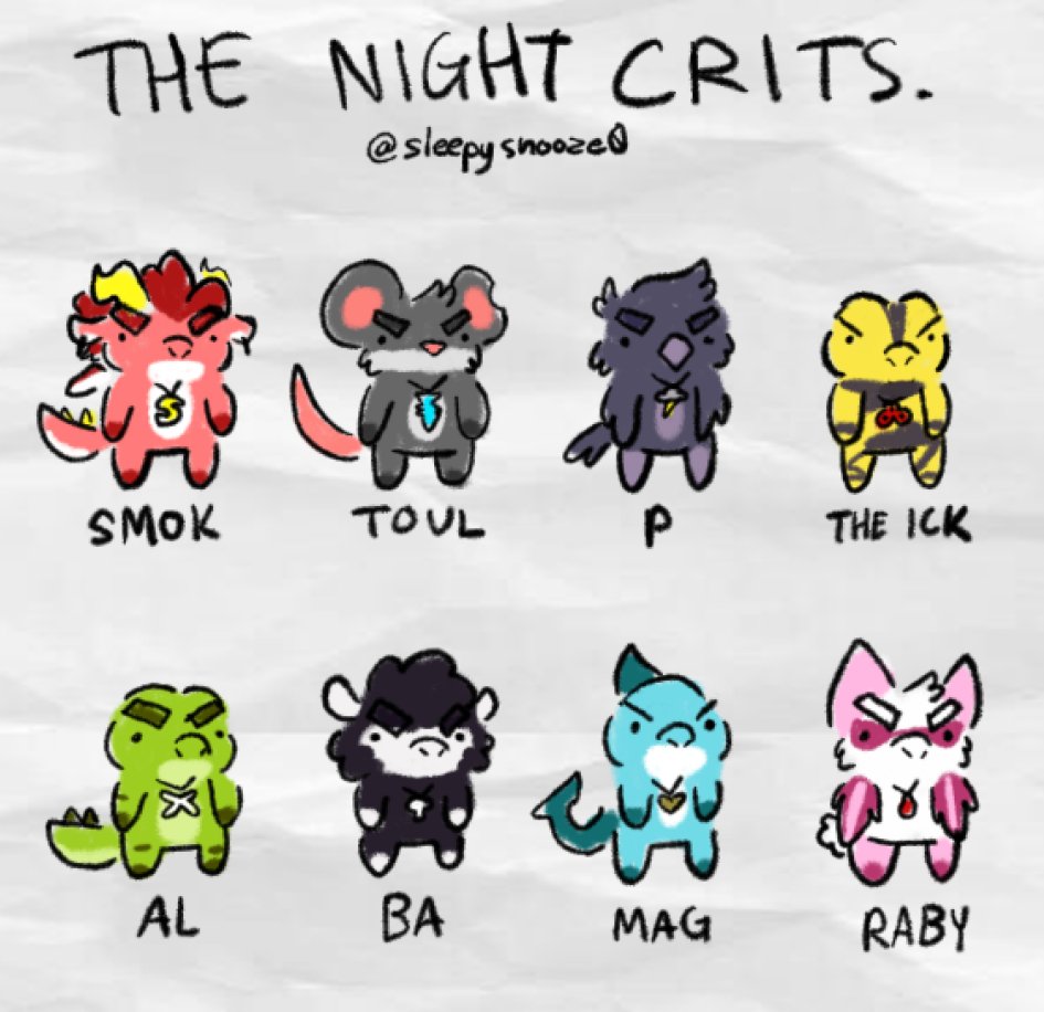 THE NIGHT CRITS

My AU, continued to the Nightmare Critters, enjoy. (reposted cause night crits was better)

#NightmareCritters #NightmareCrittersAU #TheNightCrits