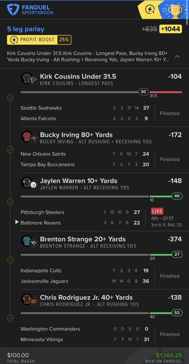 Asianlocks2Mr's tweet image. Rough morning but afternoon recovery 🧹💰

1U Matthew Stafford U0.5 interception -130✅

1U Michael Wilson O5.5 receptions -135✅

1U Ashton Jeanty U4.5 receptions -128✅

1U RJ Harvey 50+ rush yards -133✅

+105 builder ✅

+735✅