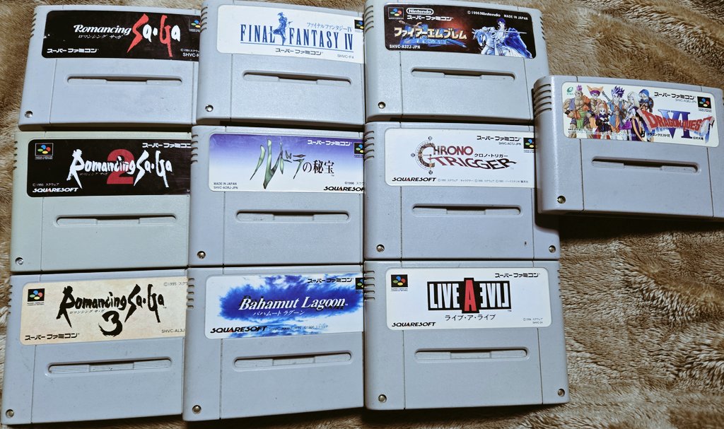 FF6タオル （スクウェア時代のものです） そういや見てくれSFCソフト見つかった( ◜ᴗ◝) FF6も中古で買い直した