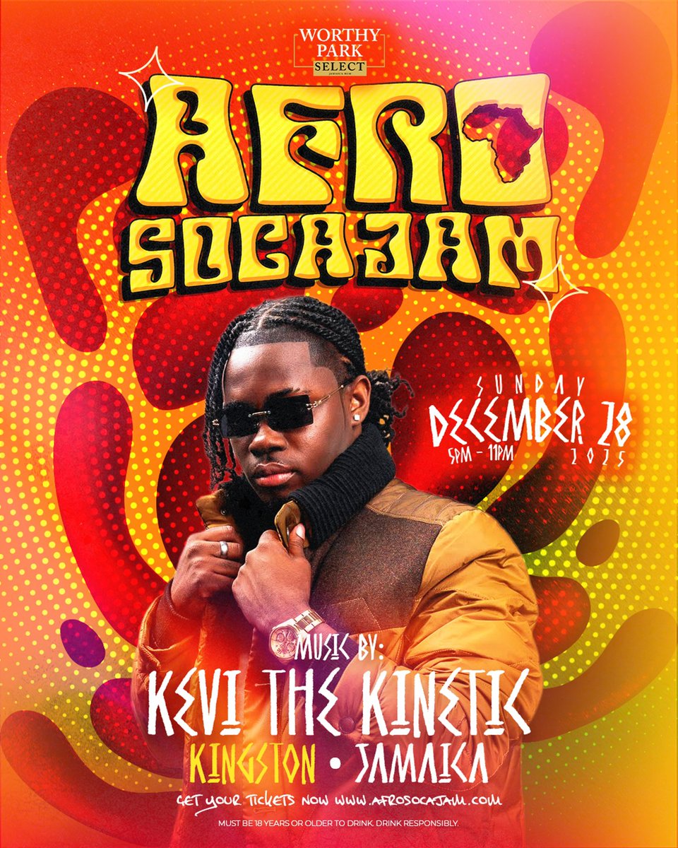 The vibes about to hit different with <a href="/KeviKinetic/">DON ALEJANDRO🌎</a> on Soca duties at Afro SOCA Jam on Sunday Dec 28th!  We giving you new soca 🔥 throwback soca 🔥 small island soca 🔥 + YOUR song requests of the hits you haven’t heard in YEARS! 🔥

#SocaOrDie #AfroSocaJam