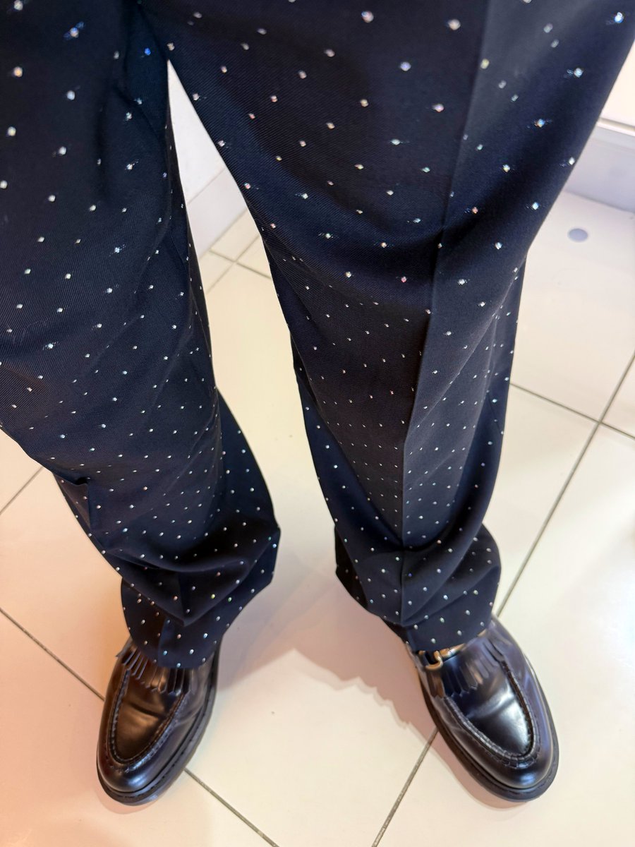 Metallic Dot Trouser Size:34 さっそく穿いてみた✨ 生地は薄め、真冬