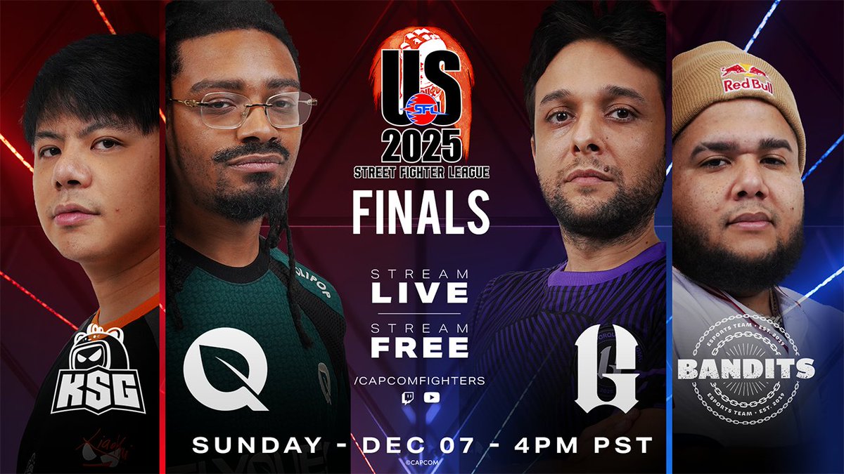 It's here. It's time. We're live with #SFLUS2025 Finals. Watch all of the matches, glory, and action now. 

📺: youtube.com/live/ns_PETGSK…
🟣: Twitch.tv/CapcomFighters