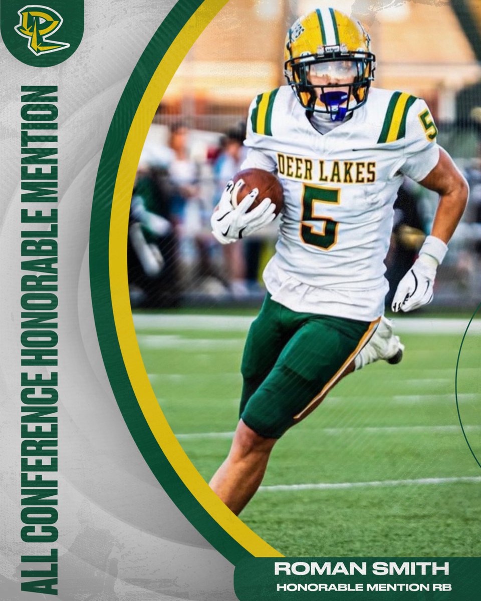 DeerLakesFball's tweet photo. Congratulations To Our All Conference Honorable Mention Selections!! (1/2) 

Ryan Love- Honorable Mention Running Back

Roman Smith- Honorable Mention Running Back

Garrett Waybright- Honorable Mention Offensive Lineman https://t.co/Chs45msfzX
