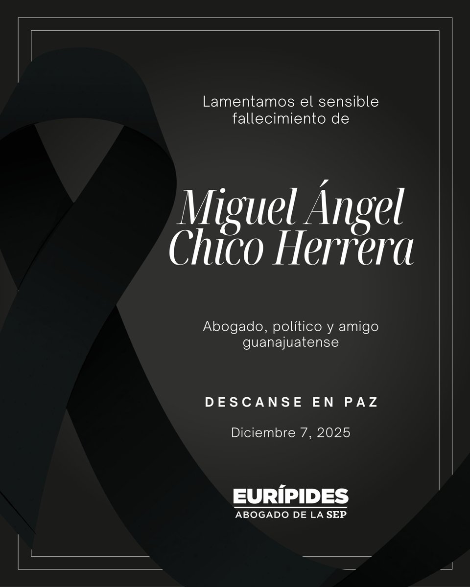 Lamento profundamente el fallecimiento de Miguel Ángel Chico Herrera, amigo, abogado y político guanajuatense.

Su trayectoria y compromiso público dejan una huella invaluable. A su familia y seres queridos, envío mi solidaridad en este momento tan doloroso.

Descanse en paz. 🕊️