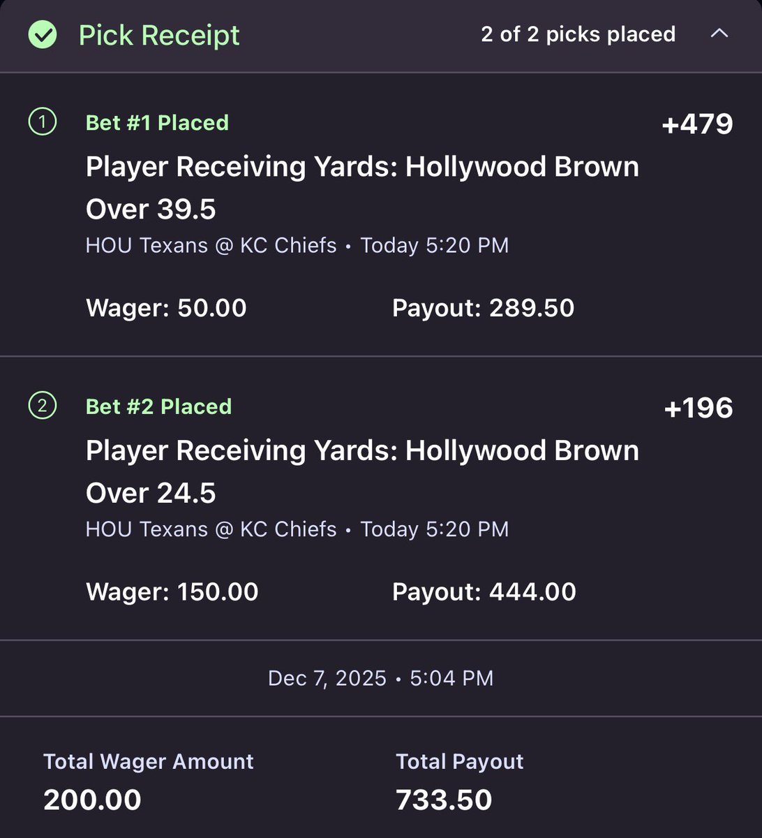 Putting my entire legacy on the line for Hollywood Brown tonight 🎲

Code DYL on <a href="/OnyxOdds/">Onyx</a> 💜

#ChiefsKingdom