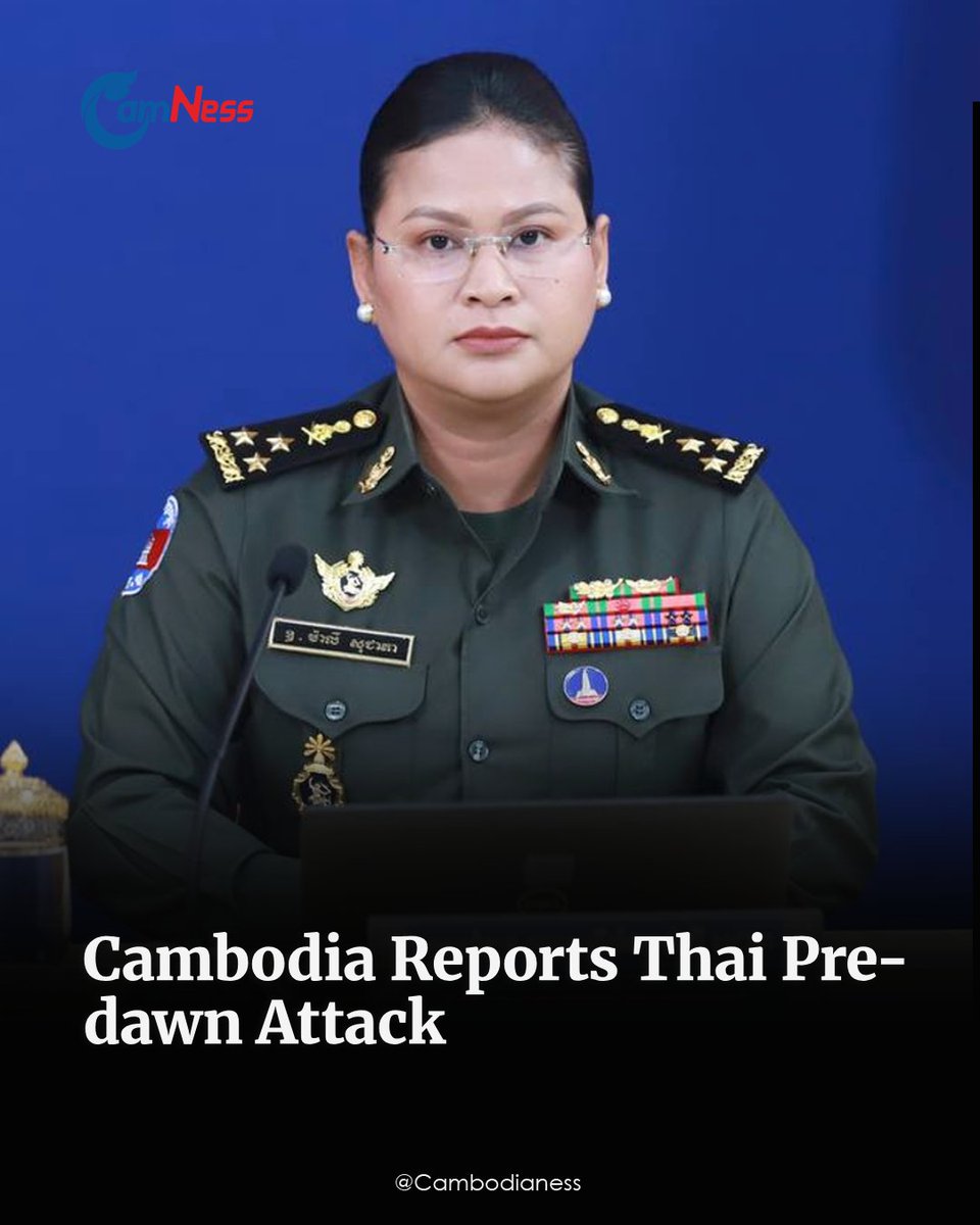 TTNEnglish's tweet photo. PHNOM PENH— The National Defence Ministry spokeswoman Maly Socheata said that at about 5:04 a.m. on December 8, Thai military forces opened fire on Cambodian units stationed in the An Ses area in Preah Vihear province.
According to the ministry, Thai forces subsequently escalated the attack by firing multiple rounds, including shots from tanks, toward Tamoan Thom temple as well as the 5 Makara zone near Preah Vihear Temple. Gunfire was also reported in the Chomka Chek area.