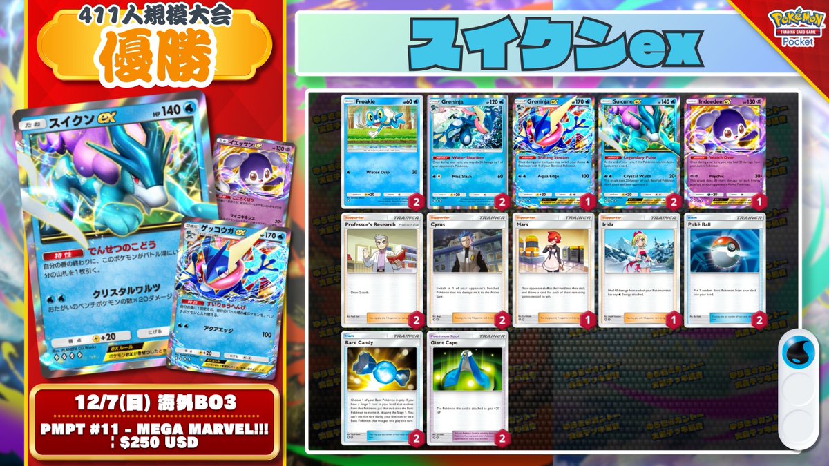 🌏 ポケポケ 大会結果 🌏 411人参加大会で『イエッサン型スイゲコ