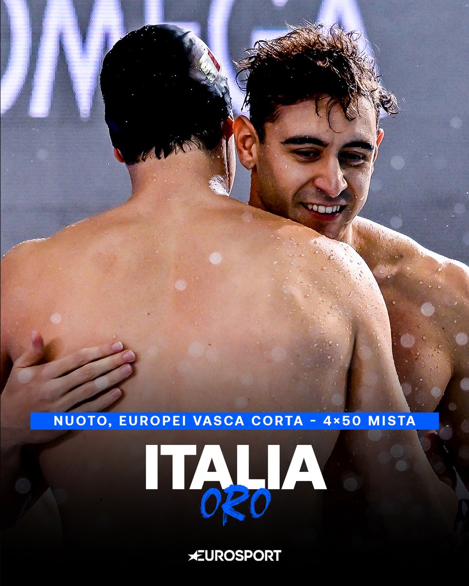 CHIUDIAMO IN BELLEZZAAAAAA 🇮🇹🥇

Lazzari, Cerasuolo, Stefanì e Deplano vincono la 4×50 mista maschile che chiude l’Europeo in vasca corta 2025!

Gli azzurri vincono in 1’30″49 e portano a casa la DECIMA medaglia di giornata. GRANDI! 💙

#Nuoto #swimming