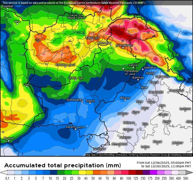 WeatherWupk's tweet photo. سردیوں کی بارشوں اور برفباری کی واپسی! پاکستان کے لیے خوشخبری ❄️⛈️🌨️

گزشتہ چند دنوں سے زیادہ تر قابلِ اعتماد موسمیاتی ماڈلز یہ دکھا رہے ہیں کہ ایک کے بعد ایک مغربی ہوا کا سلسلہ (ویسٹرن ڈسٹربنس) پاکستان تک پہنچنے کا امکان ہے، جو دسمبر کے وسط کے بعد ملک میں نہایت ضروری بارشیں https://t.co/PIi17WKYA4