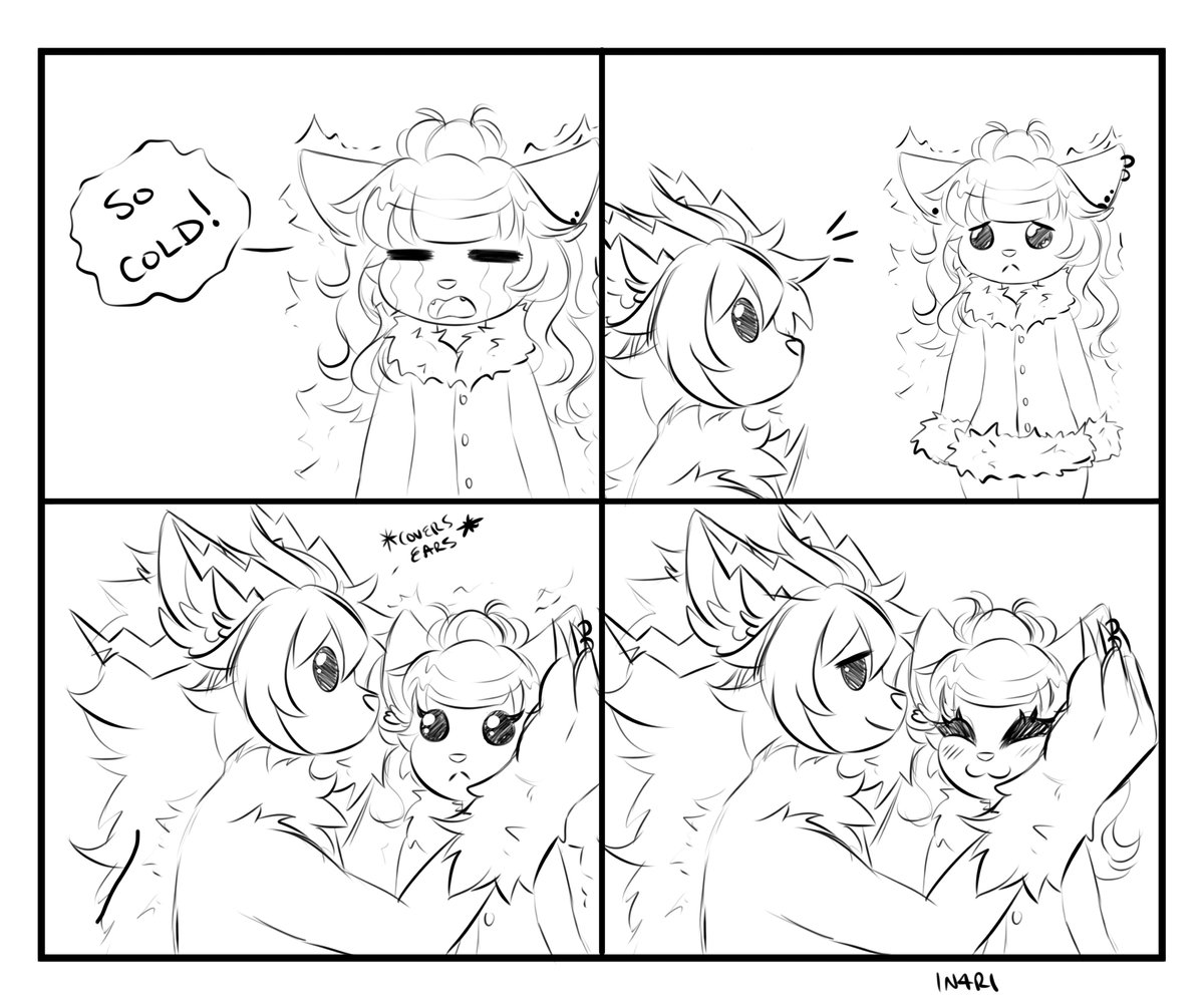 Leven’s paws are so big, he can use them as earmuffs for Miyu 🥺