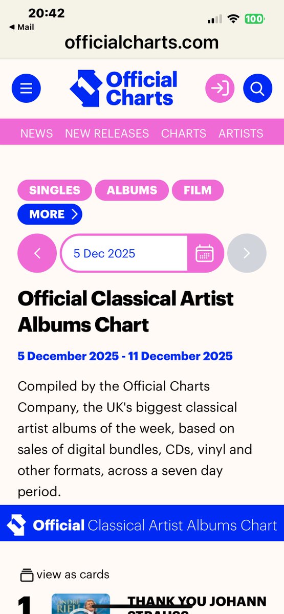 Hi Everyone,
I’m afraid that again Katherine isn’t in the top Classical Top 50!
Come on Followers her two Christmas CDs are fantastic! Buy them now!!