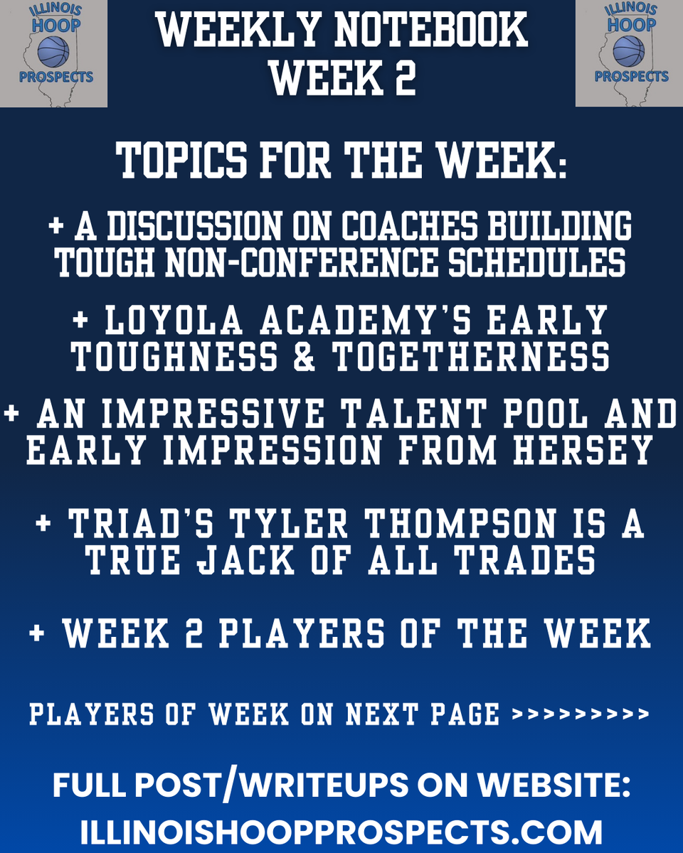 ILHoopProspects's tweet image. Week 2 Notebook @trey_williams25 
@lukealvarez2027 @Samueljgolden @CharlieEl34 @CharliePomis32 @JakeNawrot @LoganLuxem @_tylerthompson @colekelly_14 @EthanVahl @JakePollack13 @Keyskii_ @LincolnW_11  @NateFridman @quintonkitt @RyanDinnon @Torey_Bask1n 
illinoishoopprospects.com/2025/12/07/wee…