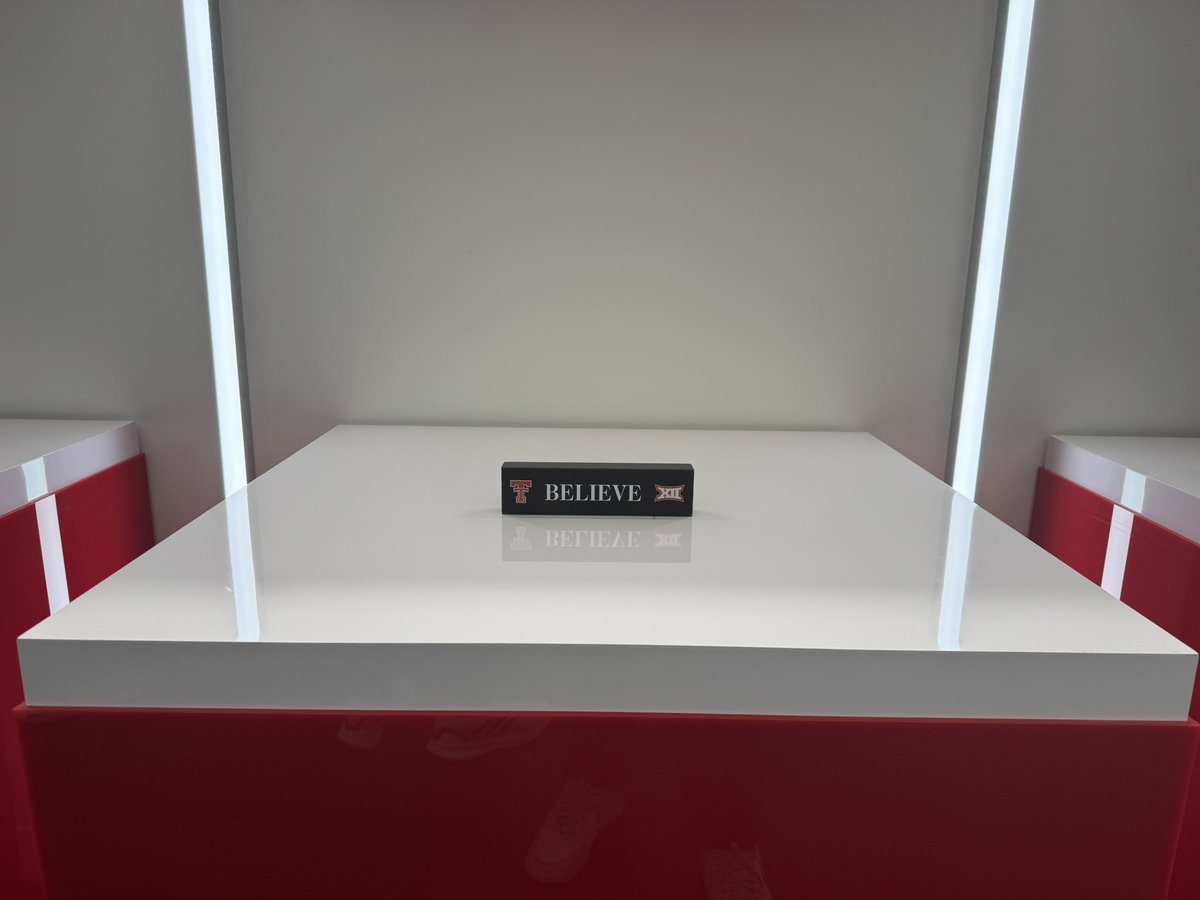 After securing its first Big 12 title, Texas Tech made room in its trophy hall, with an empty podium where the program hopes its next trophy will stand.

A block with the word “BELIEVE” is being used as a placeholder. 

The program did the same thing before bringing back Big 12