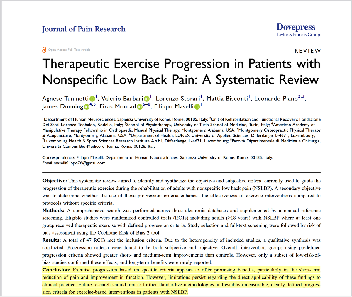 Therapeutic Exercise Progression in Patients with
Nonspecific Low Back Pain: A Systematic Review

pmc.ncbi.nlm.nih.gov/articles/PMC12…