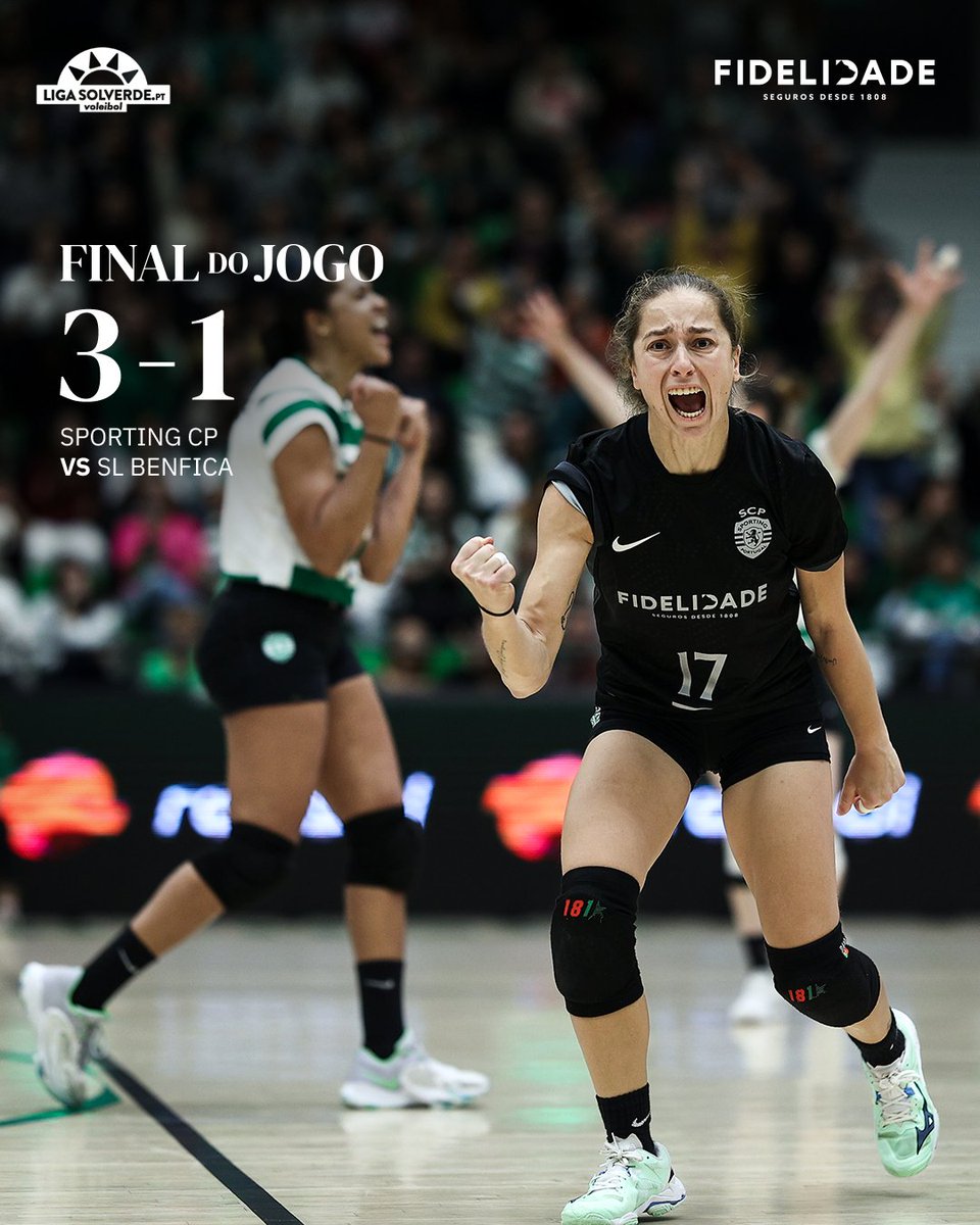 SCPModalidades's tweet photo. #VoleibolFemSCP | ⏹️ O DÉRBI É 𝙑𝙀𝙍𝘿𝙀 𝙀 𝘽𝙍𝘼𝙉𝘾𝙊 🚀 As Leoas vencem em casa o SL Benfica na 9.ª jornada da 1.ª fase da Liga Solverde 🏐

Parciais: 25-16, 18-25, 27-25 e 25-23.
🟢 3-1 🔴 // #SCPSLB https://t.co/krKL462vxT