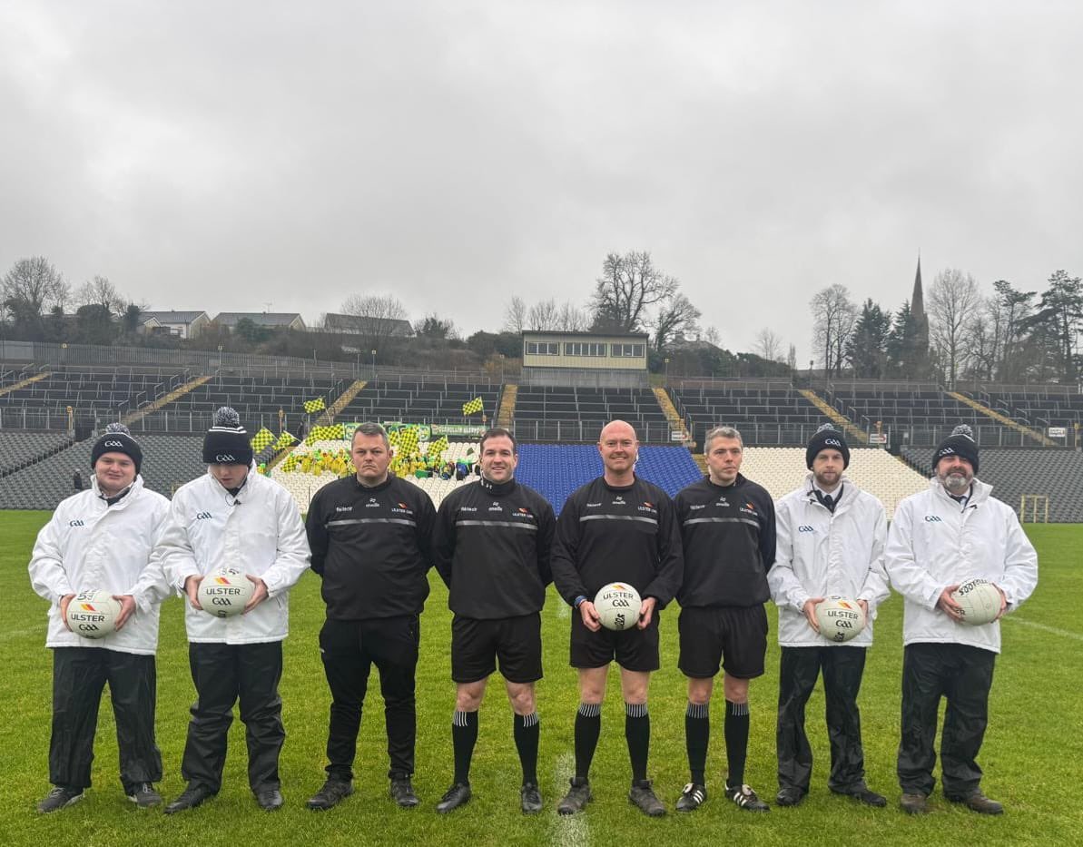 officialdonegal's tweet photo. Congratulations to our club &amp;  inter-county referee Enda McFeely on refereeing the @UlsterGAA @AIB_GAA Intermediate final today in Clones. Enda has spent over 10 years working towards a day like today 👏👏👏

#GAA #gaareferee #giverespectgetrespect @ConvoyGAA 

📷 Sinéad Breen https://t.co/82leQgzKTz