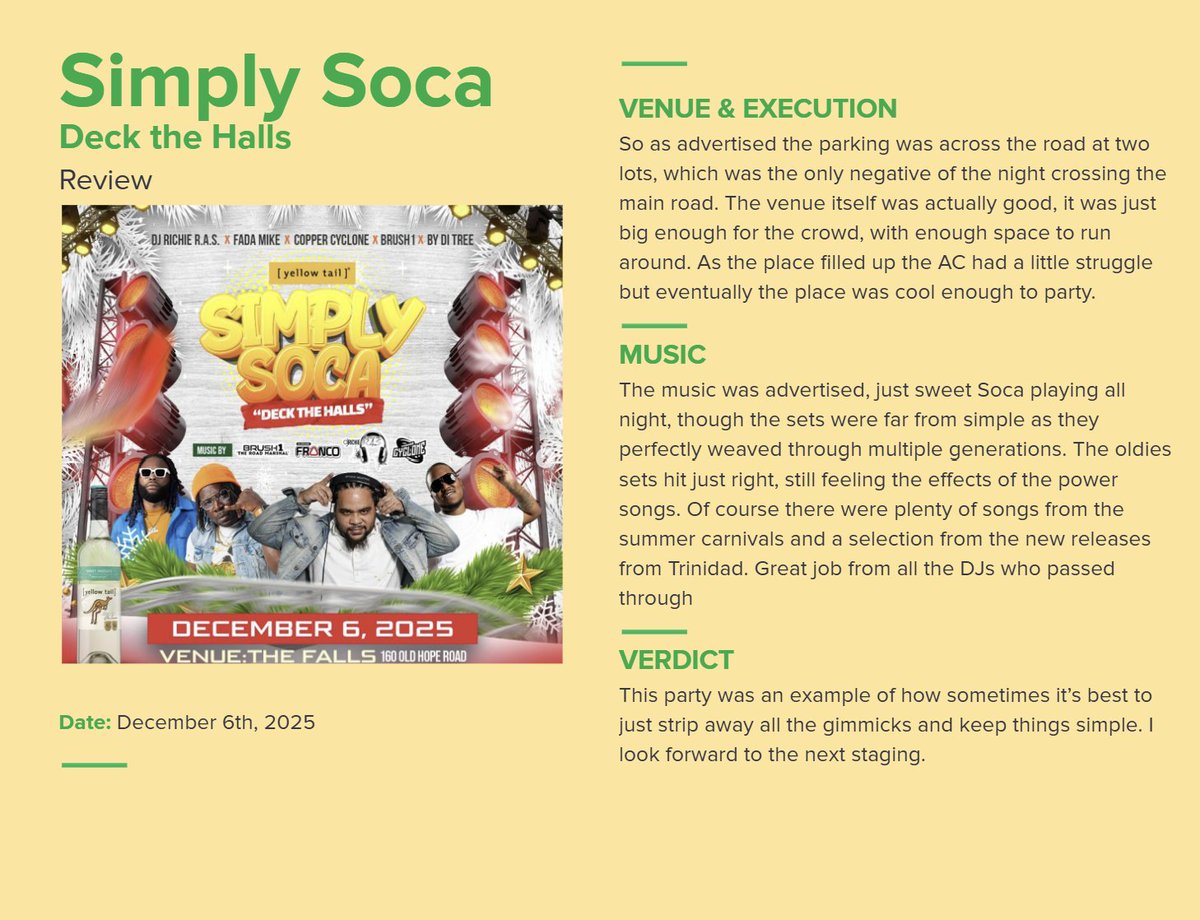 IAmSocaJA's tweet image. Simply Soca Deck the Halls Review