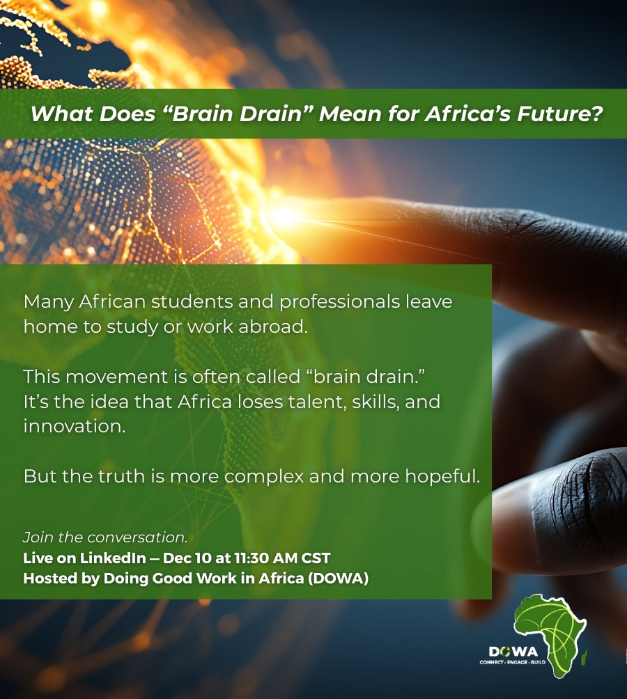When people leave Africa to study or work abroad, many call it brain drain, as if talent is lost. But talent doesn’t drain! It circulates, grows, and creates new pathways back home.

Let’s talk about how movement becomes brain gain.

 12/10 @ 11:30 AM CST bit.ly/notquiting
