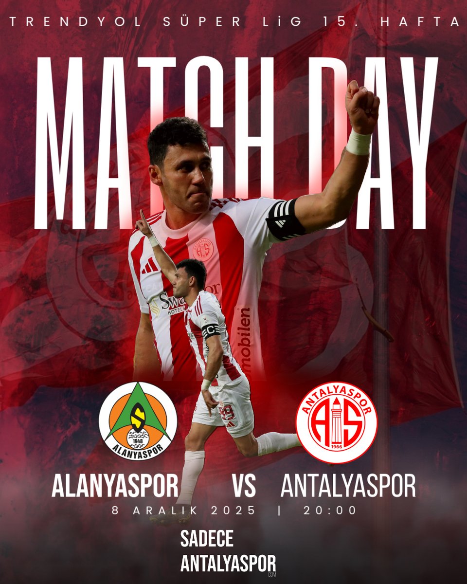 SadeceAScom's tweet image. Antalyaspor, Trendyol Süper Lig'in 15. haftasında Corendon Alanyaspor'a konuk olacak.

🏟 Alanya Oba Stadyumu
🗓 8 Aralık 2025 Pazartesi
⏱️ 20.00
👤 Oğuzhan Çakır
📺 beIN SPORTS 2

#Antalyaspor #ALYvANT #SadeceAntalyaspor