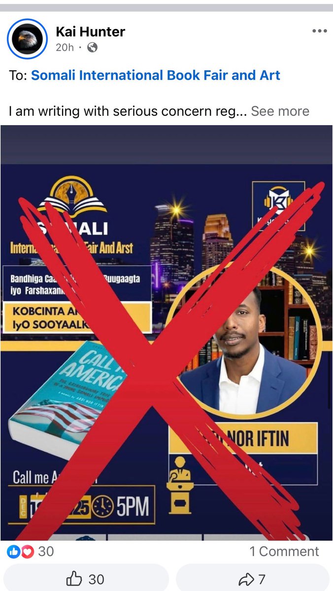 Hi <a href="/FBI/">FBI</a> - Somali accounts on X, Facebook, and TikTok are making death threats and calling for the murder of Abdi Iftin for criticizing the anti-American sentiments of Somali-American politicians.

<a href="/FBIDirectorKash/">FBI Director Kash Patel</a> <a href="/FBIDDBongino/">Dan Bongino</a>