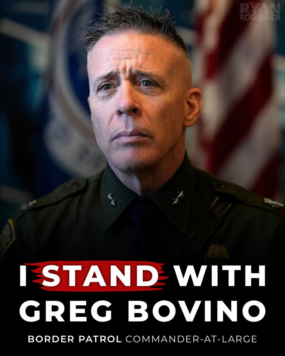 RyanAFournier's tweet photo. I stand 100% with CBP Commander-at-Large Gregory Bovino.

This man is a TRUE PATRIOT. He is going across the nation with his team to make sure this country is safe from illegal invaders.

God Bless him! 🇺🇸 https://t.co/oM3ntSwj4I