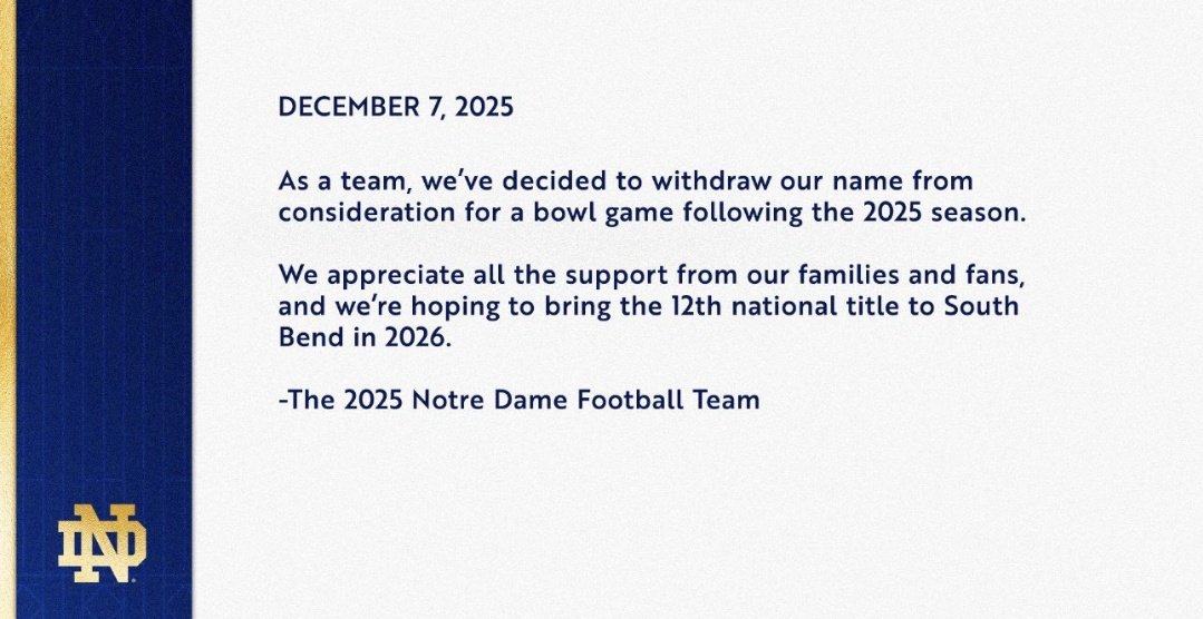 When you're probably the 3rd or 4th best team in the nation with a real shot of winning the national championship it's insulting to be invited to play for a participation trophy.

I would've done the same shit.

When you're an elite program you don't bow down to the morons on the