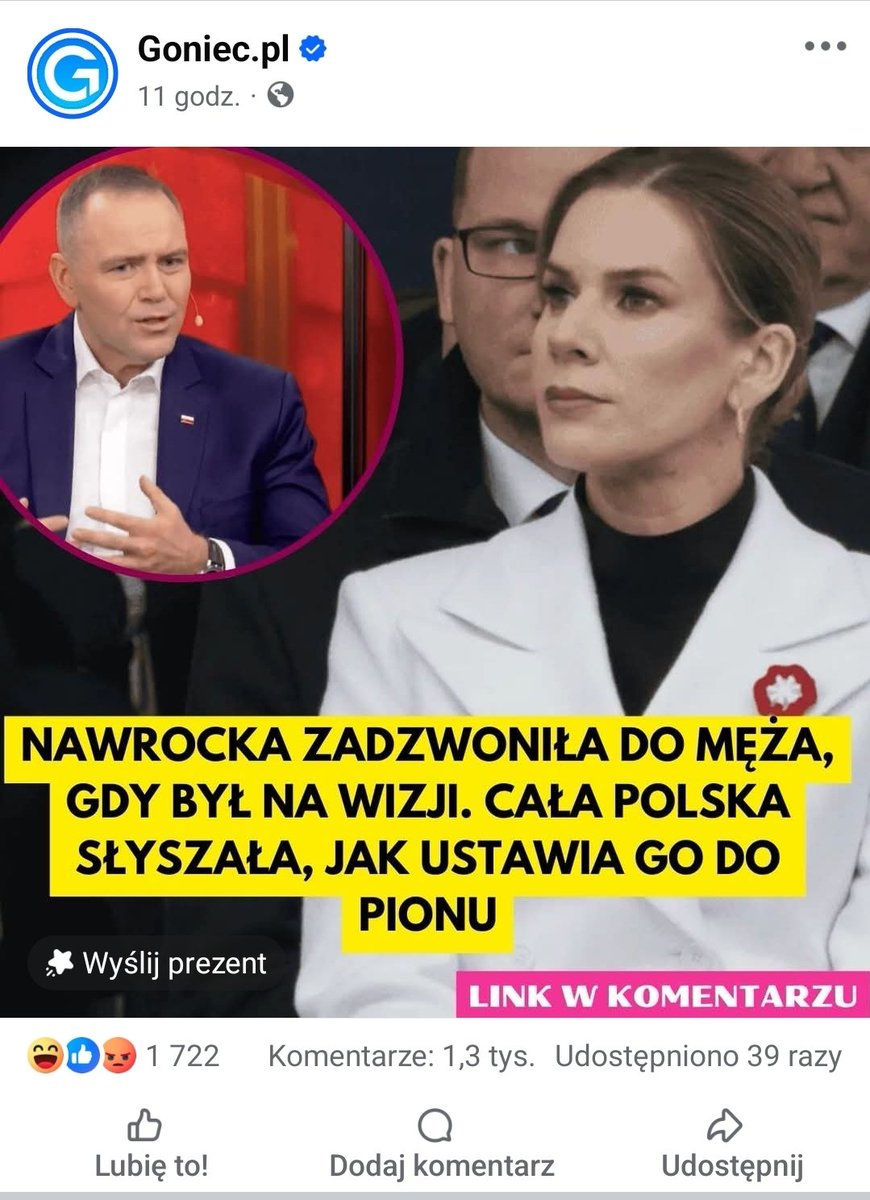 No spoko, że dodaliście nowy post, bo tamten był nieprecyzyjny. Ale macie jakieś w ogóle precyzyjne, <a href="/GoniecPL/">Goniec.pl</a>?
Bo ja tu w tym drugim widzę napisane: "Nawrocka zadzwoniła do męża, gdy był na wizji. Cała Polska słyszała, jak ustawia go do pionu".
To zabawne, że w jednym nagłówku