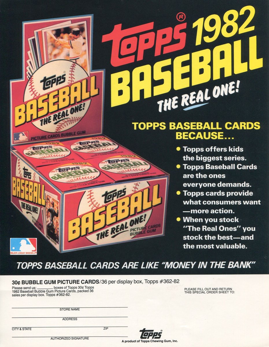 From The Post War Cards Topps Sell Sheet Collection: 1982 Topps Baseball.