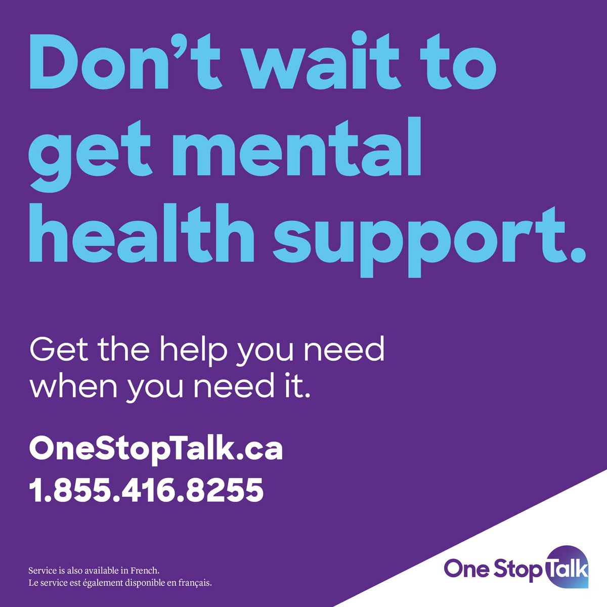 One Stop Talk offers children and youth across Ontario (aged 0-17) immediate access to free mental health support and direct referrals to other services.
To connect with a therapist, visit OneStopTalk.ca or call 1-855-416-8255

#CKont #ChildandYouth #MentalHealth