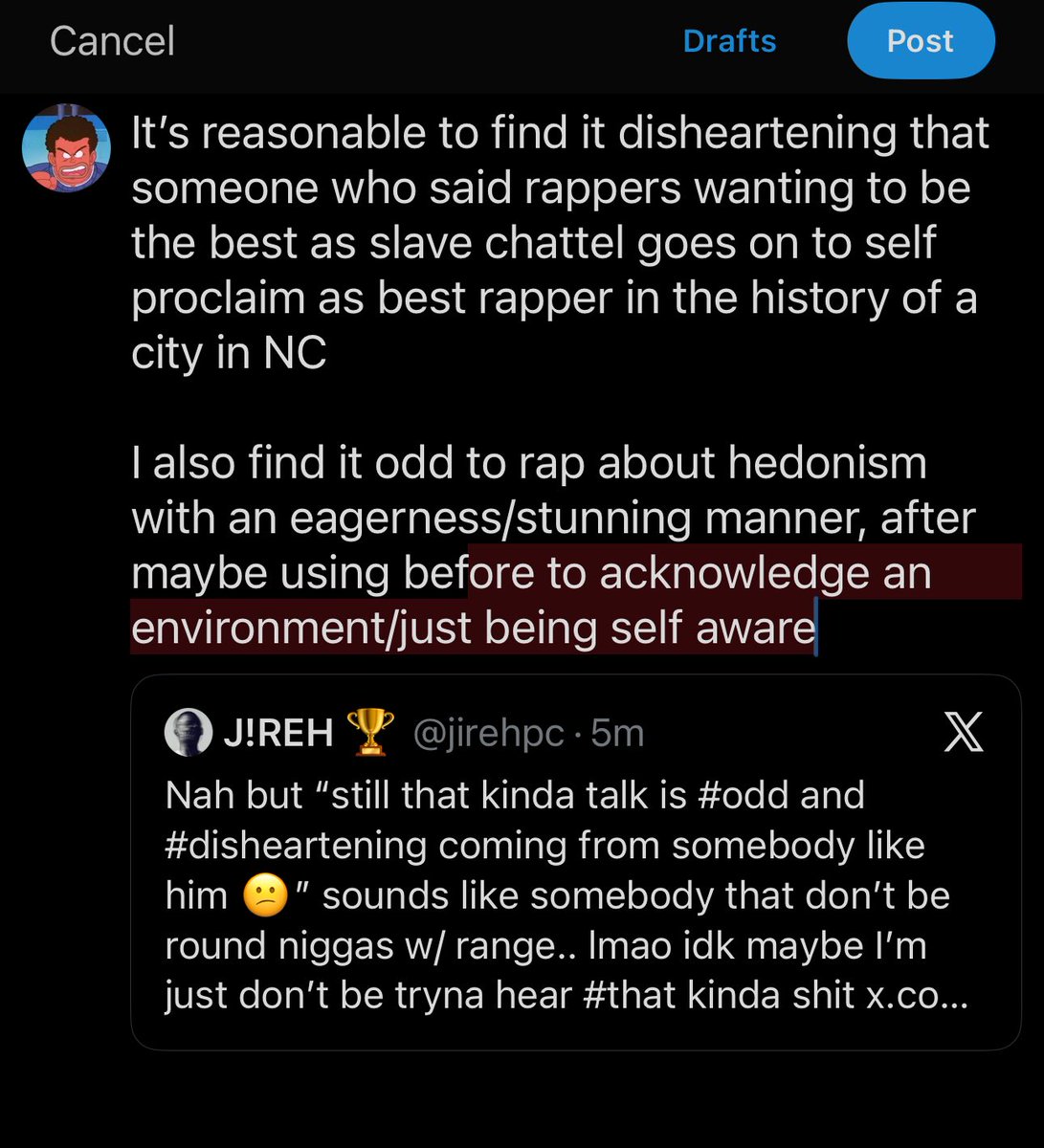 No shade but it’d be easier to hear if you were willing to take things as they are given instead of paraphrasing without context to a full statement