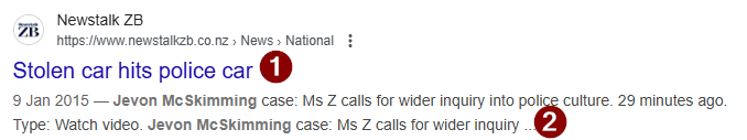 Just reaching out to <a href="/Google/">Google</a>. It would appear that Search is not displaying the correct search preview snippets. These links display the wrong snippet (2) for the Article Title (1).