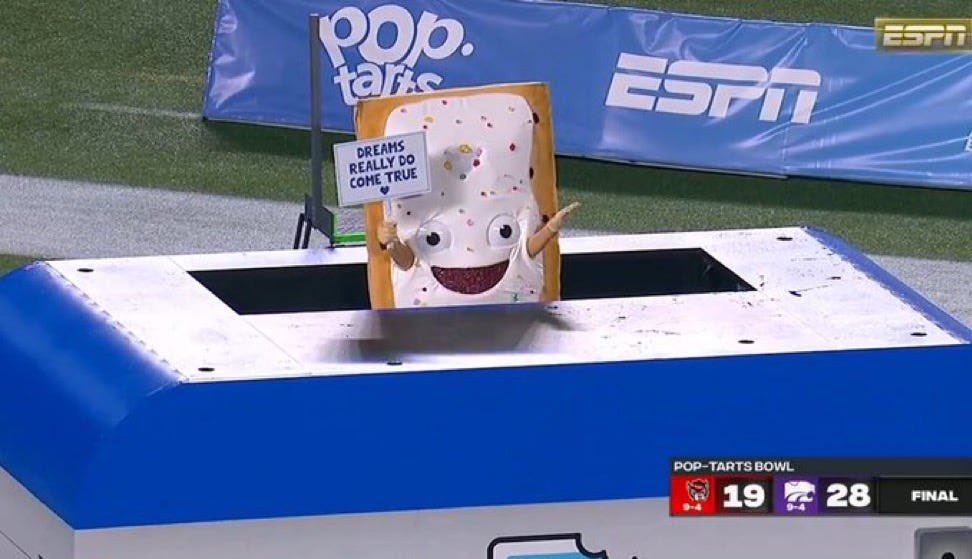 The Pop-Tarts Bowl features the sacrifice of a beloved figure, who is reborn anew as someone who is ceremonially consumed in celebration.

This is literally the central narrative of the crucifixion, resurrection, and communion. How could ND say no?!!