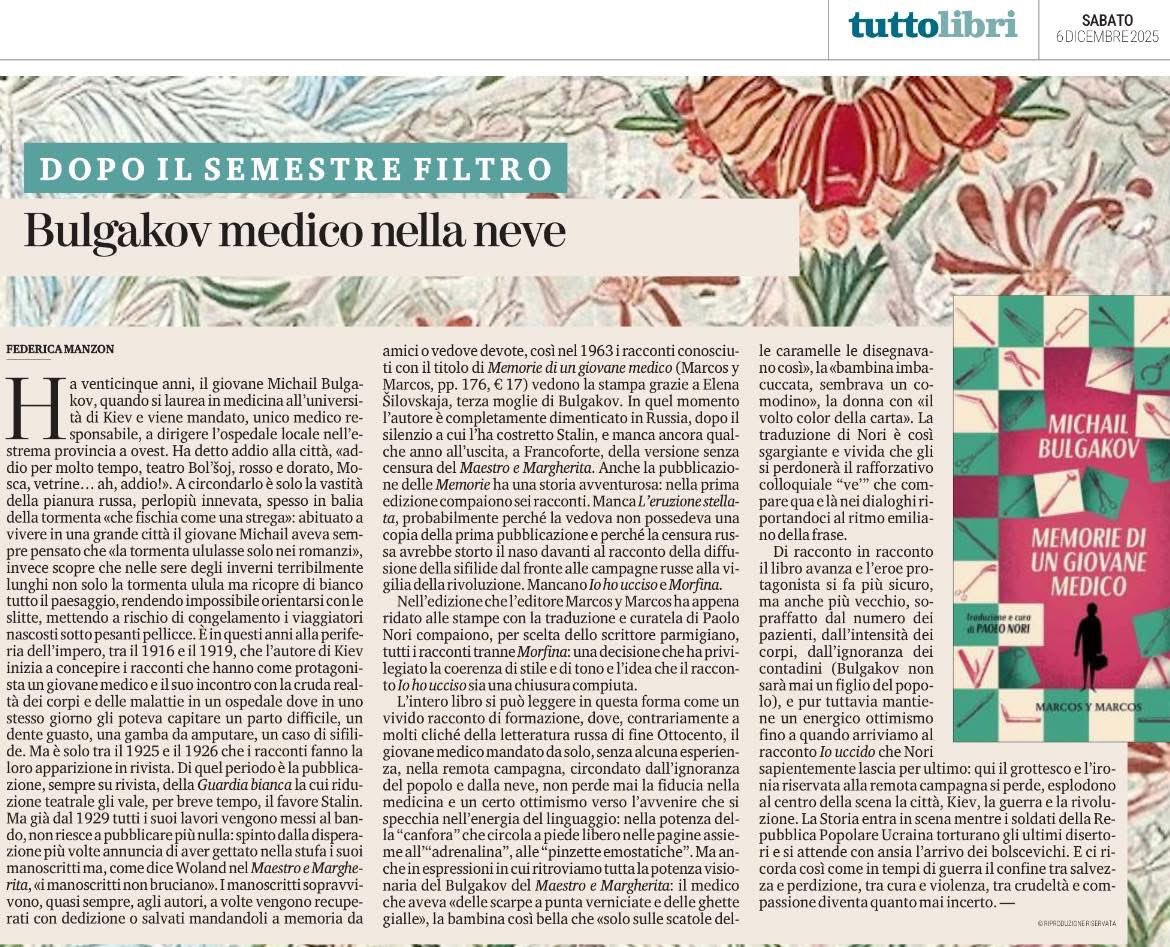 Ha 25 anni,il giovane Bulgakov,quando viene mandato a dirigere l’ospedale nell’estrema provincia a ovest.Ha detto “addio per molto tempo teatro Bol’šoj, rosso e dorato, Mosca,vetrine… ah, addio!”.A circondarlo è la vastità della pianura russa…

La mia recensione per <a href="/TuttoLibri/">TuttoLibri</a>