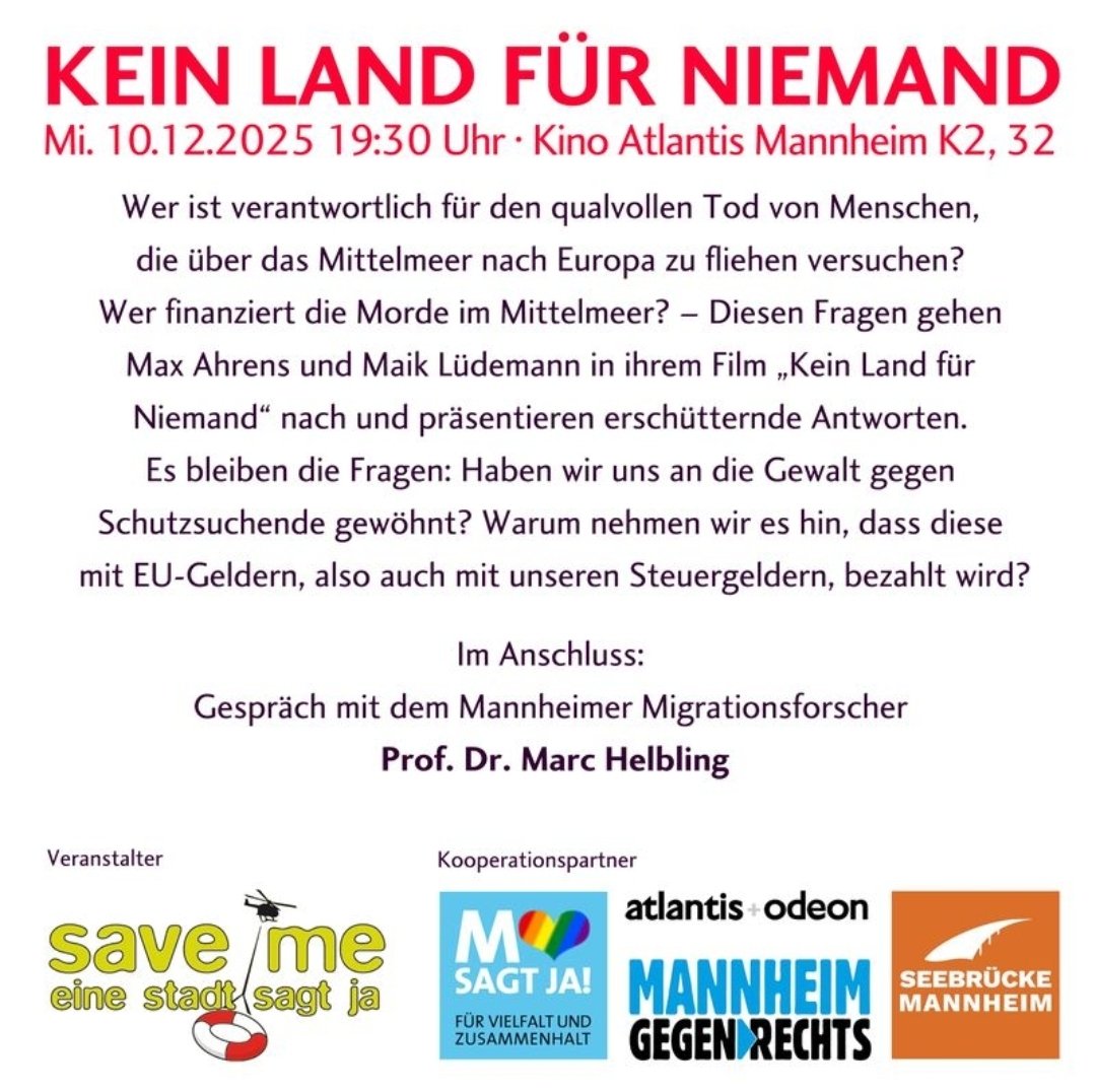 In Mannheim diesen Mittwoch
#TagderMenschenrechte #KeinLandfürNiemand