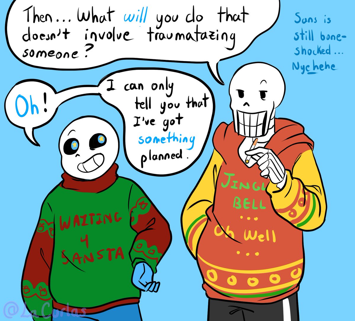 LaCurlas's tweet photo. CPAU (Fanmade) Part 5: Not again, blue! #christmaspartyau2025 https://t.co/Ns6QQ0TrvP