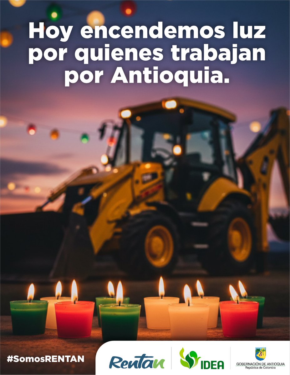 SomosRentan's tweet photo. Hoy encendemos nuestras velitas en #ModoAntioqueño: con gratitud, unión y compromiso. Agradecemos a todos los colaboradores que nos apoyan en el territorio; gracias por su entrega y por iluminar el camino cada día. Que esta noche esté llena de luz y de los mejores deseos. https://t.co/IzaxrMoPmC