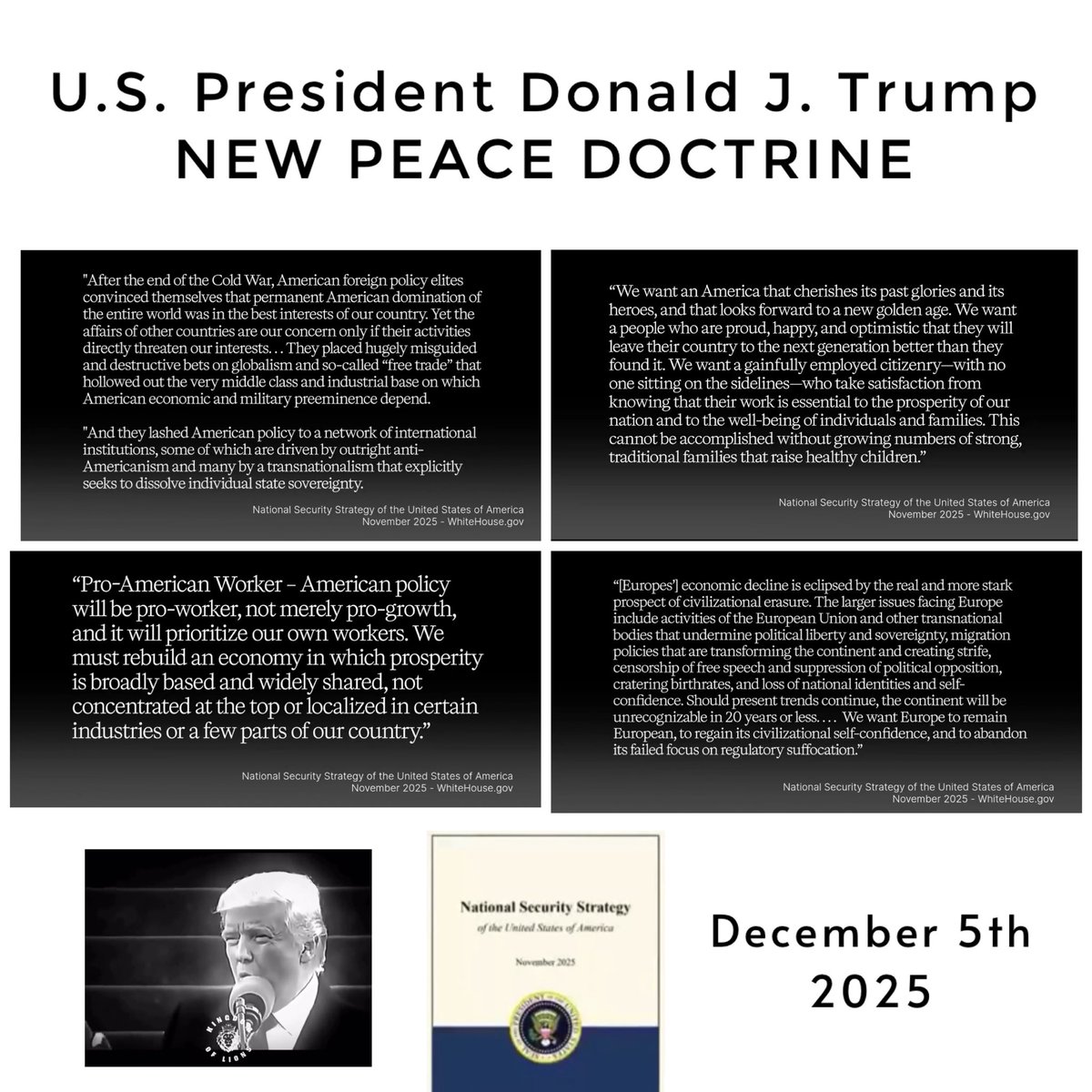 IV. What This Means for the World

The Trump Doctrine marks the end of the post-Cold War illusion that peace can be purchased through global appeasement, open borders, and financial dependence.

The world is reordering around:
• sovereign nations
• real economies
• protected