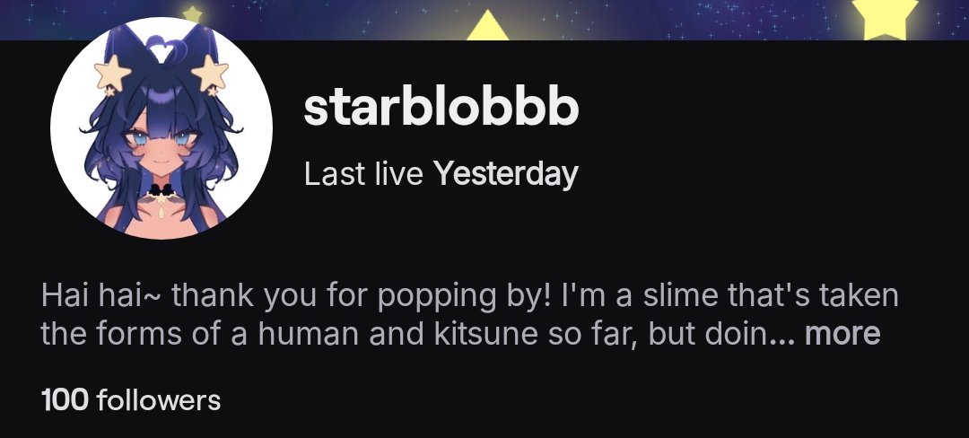 starblobbb's tweet photo. I REACHED 100 FOLLOWERS ON TWITCH!!!! I am so incredibly happy and thankful for everyone who has been with me throughout my journey streaming. Ngl it feels like an early christmas present <3 https://t.co/Q1L7gzIwuW