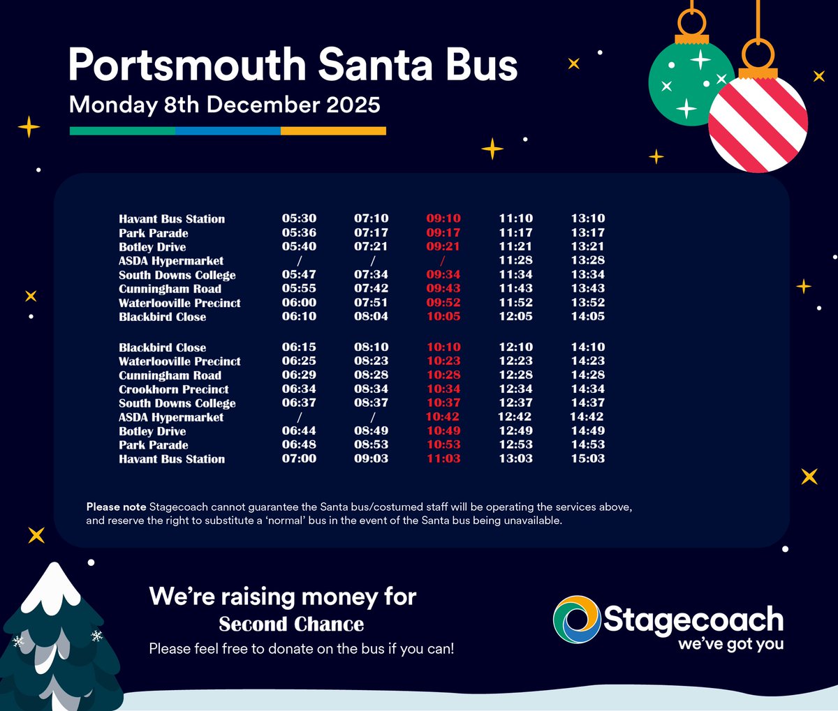 🎵Christmas tree, Oh Christmas tree…🎵 hopefully you’ll get to see some Christmas tree’s tomorrow Monday 8th, whilst travelling on the Santa Bus on route 39! From #Wecock to #Havant, come and say hello!
