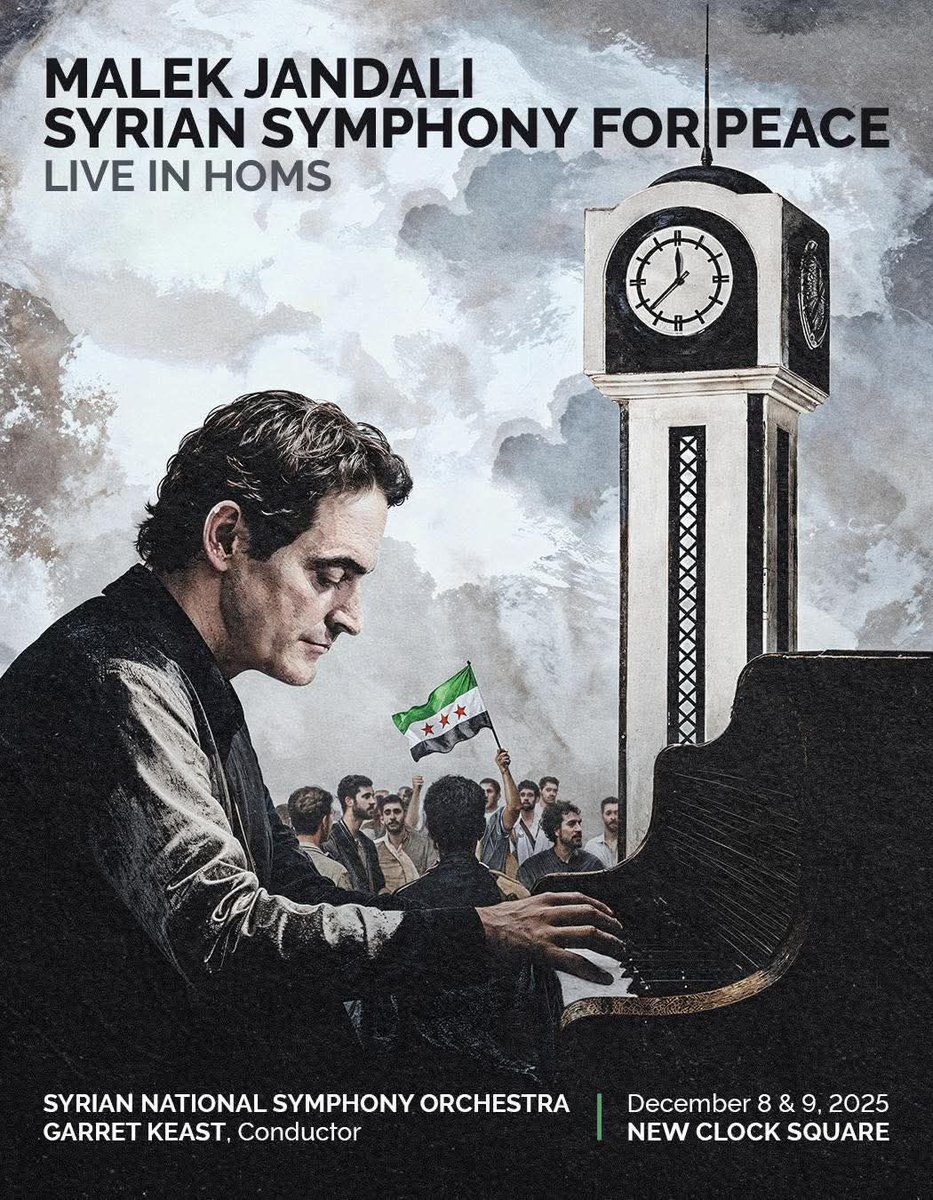Local authorities in Homs prevented the world-renowned Syrian musician <a href="/MalekJandali/">Malek Jandali | مالك جندلي</a> &amp; his orchestra from performing a symphony in Homs' central Clock Square, planned to mark the 1-year anniversary of Assad's fall.
The Mufti of Homs, Sheikh Sahl Jneid, justified the cancellations