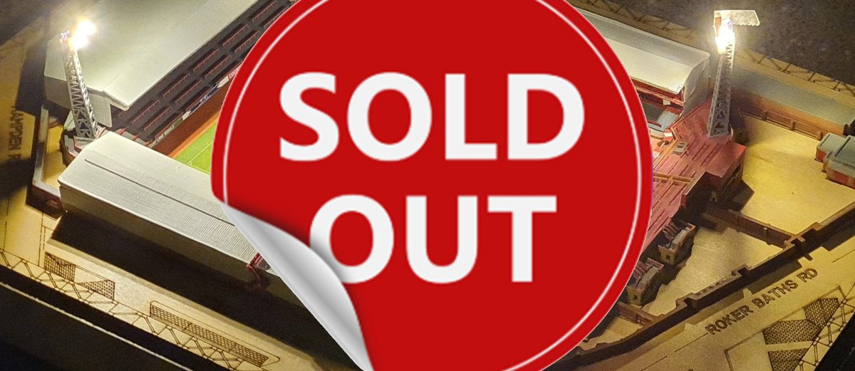 Memlanemodels's tweet photo. SOLD OUT!. Our Roker Park models have sold out after huge interest late last week &amp; over weekend. Thank you 👏👏

1st half of orders will be packed tomorrow evening &amp; remaining orders packed on Wednesday. Tracking emails will be provided.

Go to site to be notified of new stock. https://t.co/FSTL5srVAp