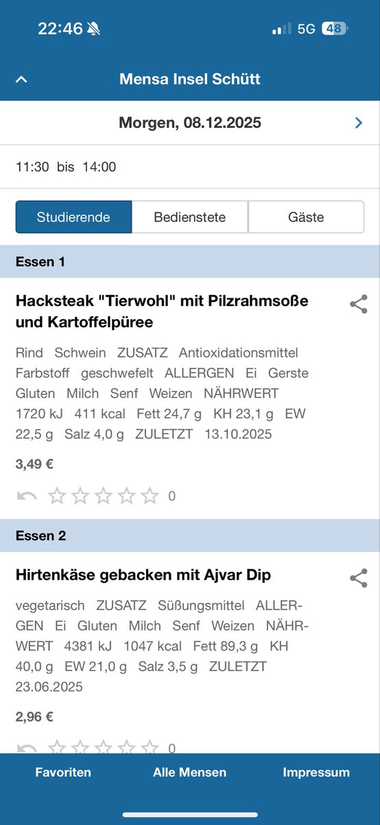 Zum Wohl des gehackten Tieres mit Tüten-Pilzrahm und instant Kartoffelbrei