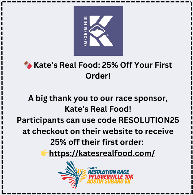 AustinRRRace's tweet photo. Kate’s Real Food: 25% Off Your First Order!
Haven’t registered for the USA FIT Resolution Race yet? There’s still time! Register today: https://t.co/P2M7GpDmxS...
#KatesRealFood #USAFITResolutionRace #RunnerFuel #HealthySnacks #RaceSponsors #RunWithPurpose https://t.co/stImgmUF5Z
